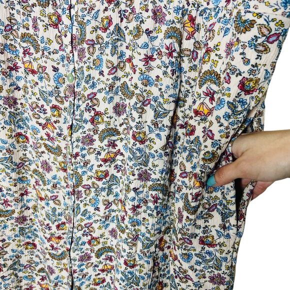 J. Jill Dress Size L Maxi Multi Floral Button Down Front Blush Pink Shirt Dress - Picture 11 of 13